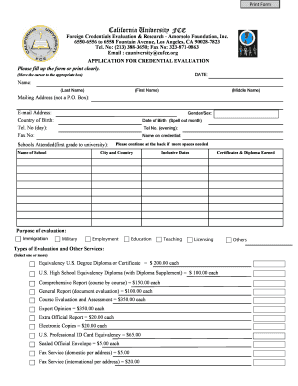 California University FCE Credential Evaluation Application