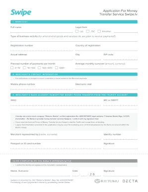 Application for Money Transfer Service