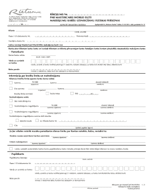 MasterCard World Elite Application Form