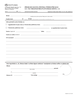 Rietumu Banka Money Transfer Order