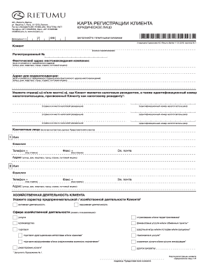 Rietumu Banka Client Registration Form