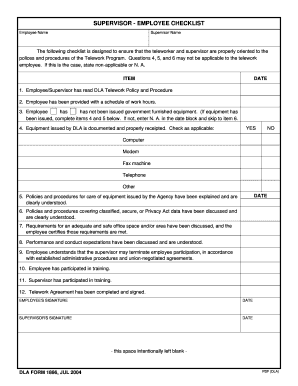 Supervisor Employee Telework Checklist