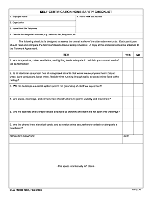 Self-Certification Home Safety Checklist