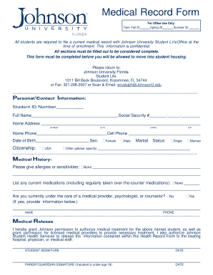 Medical Record Form