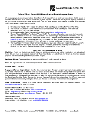 Federal Direct Parent PLUS Loan Request Form
