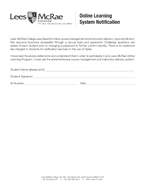 Lees-McRae Online Learning Agreement