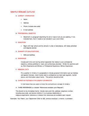 Resume Outline Template