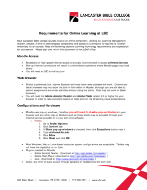 Lancaster Bible College Online Learning Requirements