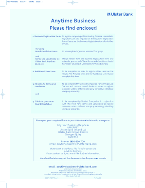 Ulster Bank Business Registration Form