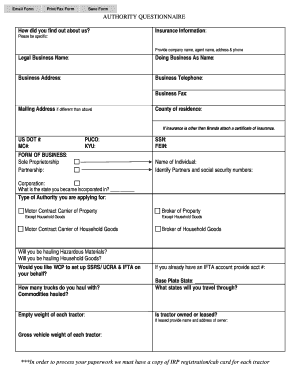 Authority Questionnaire