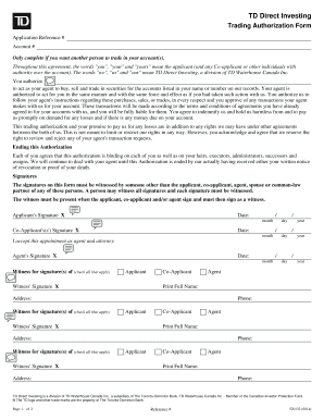 TD Direct Investing Trading Authorization Form