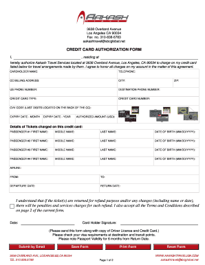 Credit Card Authorization Form