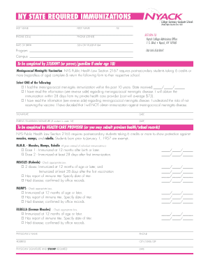 New York State Immunization Form