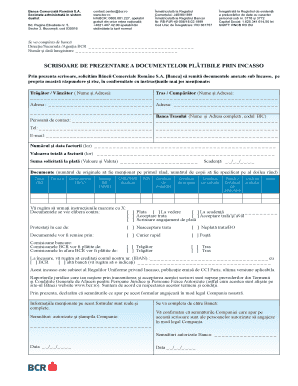 Romanian Bank Document Presentation Letter