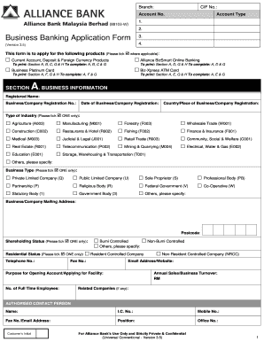 Business Banking Application Form