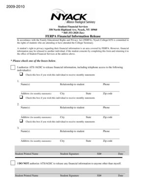 FERPA Financial Information Release Form