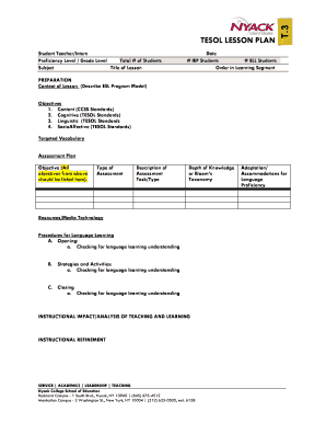 TESOL Lesson Plan Template
