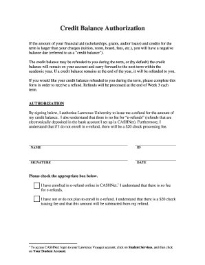 Credit Balance Authorization Form