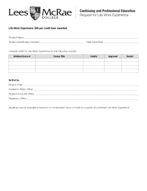 Request for Life-Work Experience
