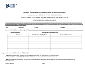 Disability Support Services Registration Form