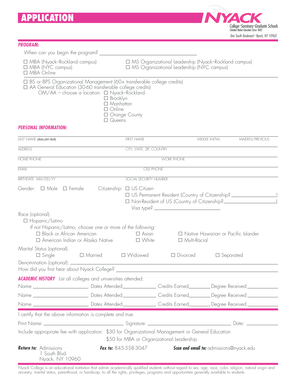 Nyack College Application Form