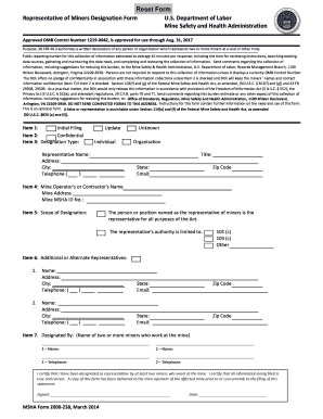 MSHA Form 2000-238 Representative of Miners Designation