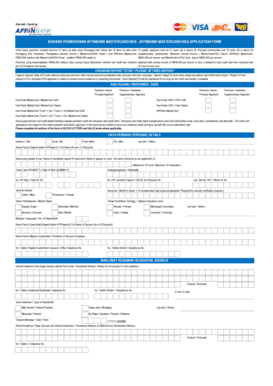 Affinbank Mastercard/Visa Application Form