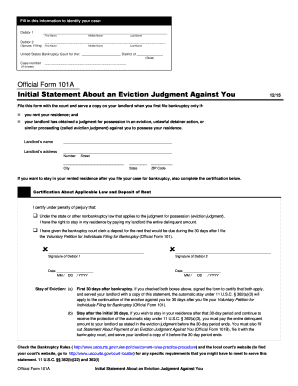 Initial Statement About an Eviction Judgment Against You