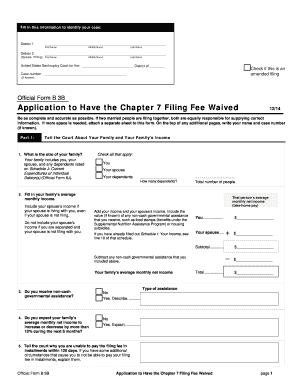 Application to Have the Chapter 7 Filing Fee Waived