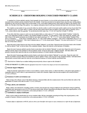 Schedule E - Creditors Holding Unsecured Priority Claims