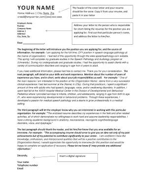 Cover Letter Template for Speech-Language Pathology