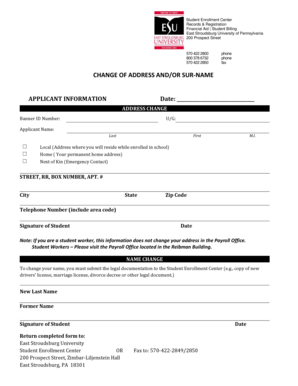 Change of Address and/or Surname Form