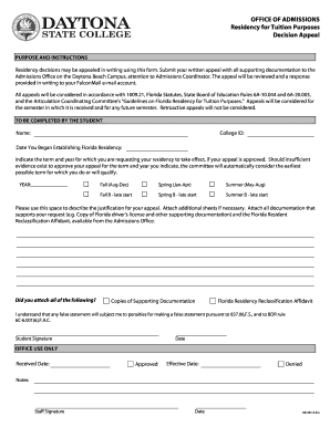 Florida Residency Appeal Form