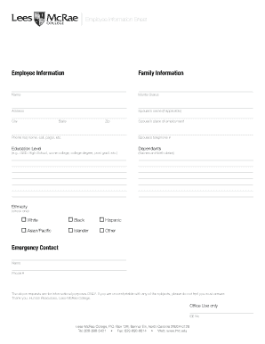 Employee Information Sheet