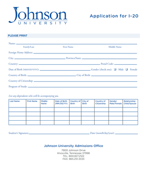 Application for I-20