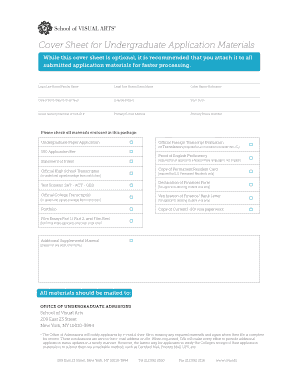 Undergraduate Application Cover Sheet
