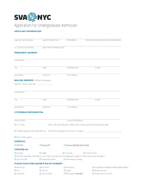 Application For Undergraduate Admission