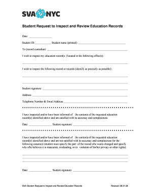 Student Request to Inspect and Review Education Records