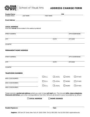 Student Address Change Form