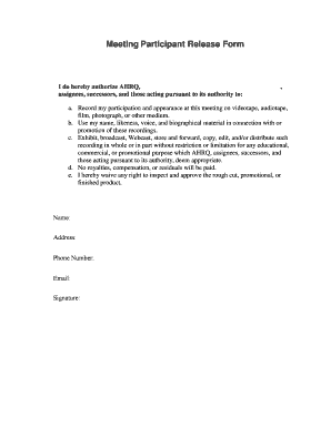 Meeting Participant Release Form