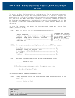 Home-Delivered Meals Survey Form