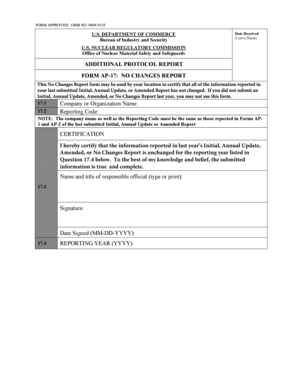 US No Changes Report Form AP-17
