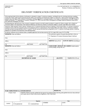 Delivery Verification Certificate