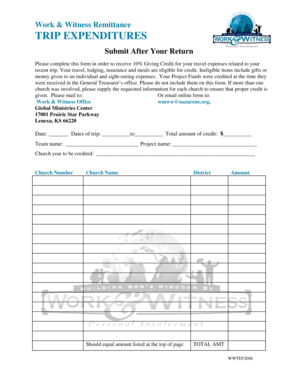 Work & Witness Remittance Form