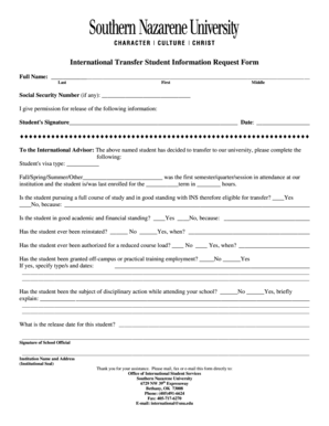 International Transfer Student Information Request Form