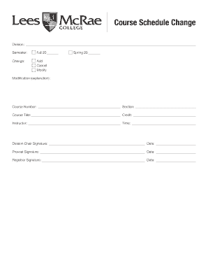Course Schedule Change Form