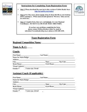 Team Registration Form