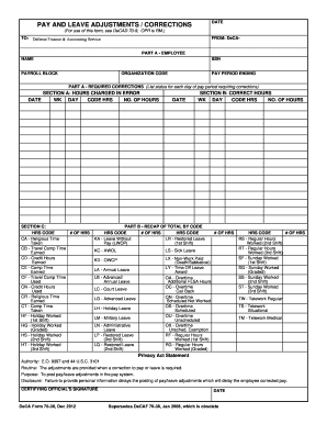 Pay and Leave Adjustments Form
