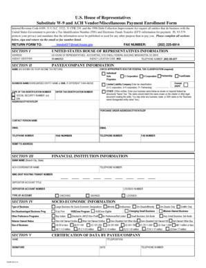 US House of Representatives Substitute W-9 Form