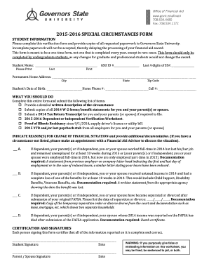 Special Circumstances Form